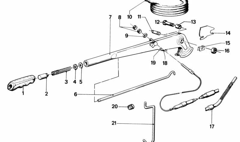 Cable de freno de mano para BMW Serie 3 E21 (OEM 34411114215). Original BMW