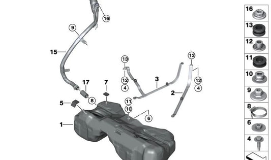 Plastic filler pipe for BMW F91, F92, G14, G15 (OEM 16117440380). Original BMW