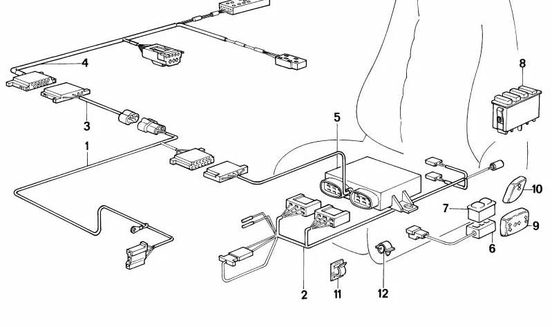 Interruptor de ajuste de asiento delantero derecho para BMW E34, E24, E32 (OEM 61311374003). Original BMW