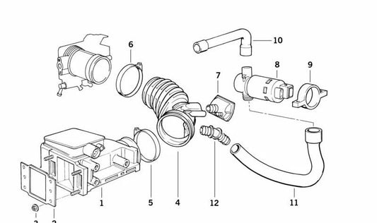 Válvula de Control de Marcha en Vacío en Forma de L para BMW E36, E34 (OEM 13411435995). Original BMW