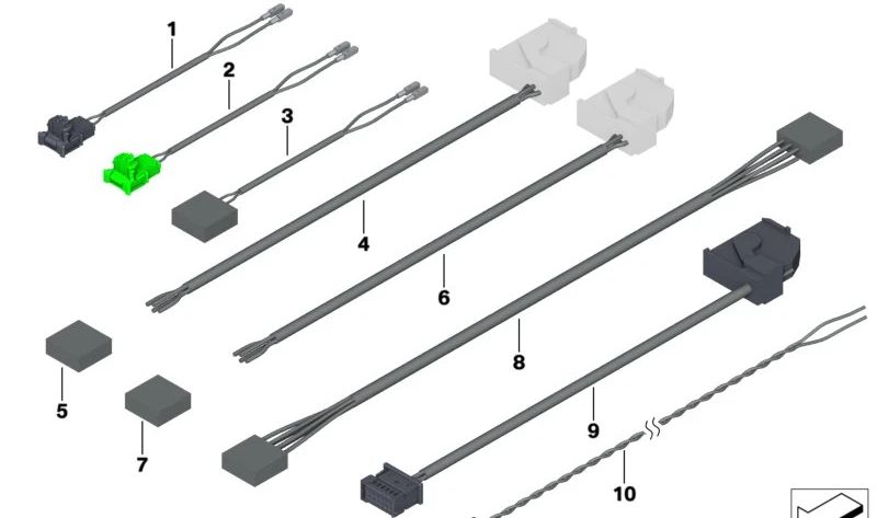 Rep.-Kabel Sistema de Airbags para BMW G42, G87, G20, G21, G28, G80, G81, G22, G23, G26, G82, G83, F90, G30, G31, G38, G32, G11, G12, F91, F92, F93, G14, G15, G16 (OEM 61125A56388). Original BMW