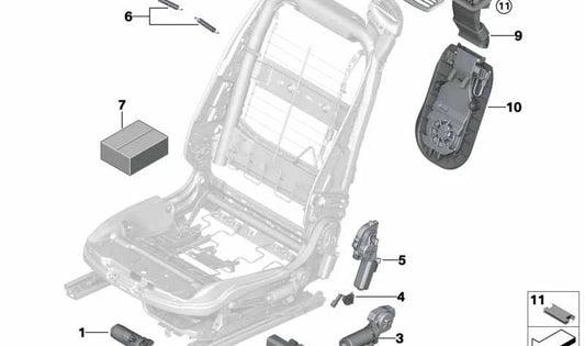 Accionamiento ajuste altura asiento derecho para BMW F33, F83, F06, F12, F13 (OEM 52107309658). Original BMW.