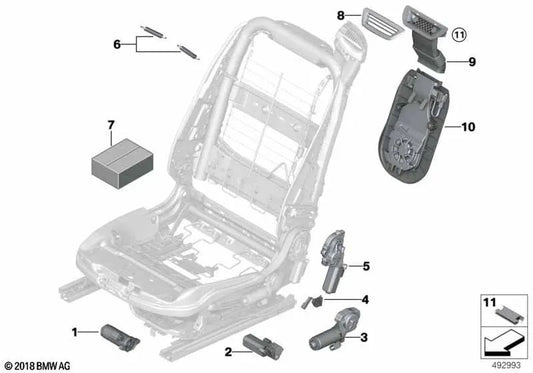 Federsatz für die Lehnenbreitenverstellung für BMW F33, F83, F07, F10, F11, F18, F06, F12, F13, F01, F02, F04 (OEM 52107242079). Original BMW.