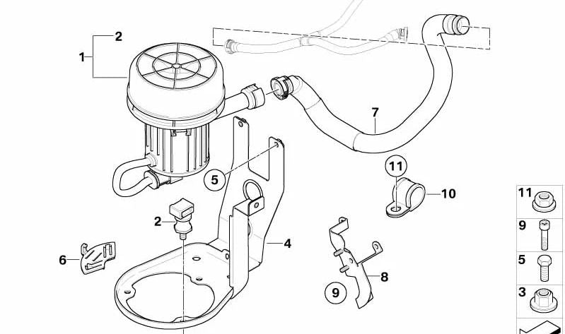 Bomba de aire secundaria OEM 11727571591 para BMW E65, E83, E85, E86. Original BMW.