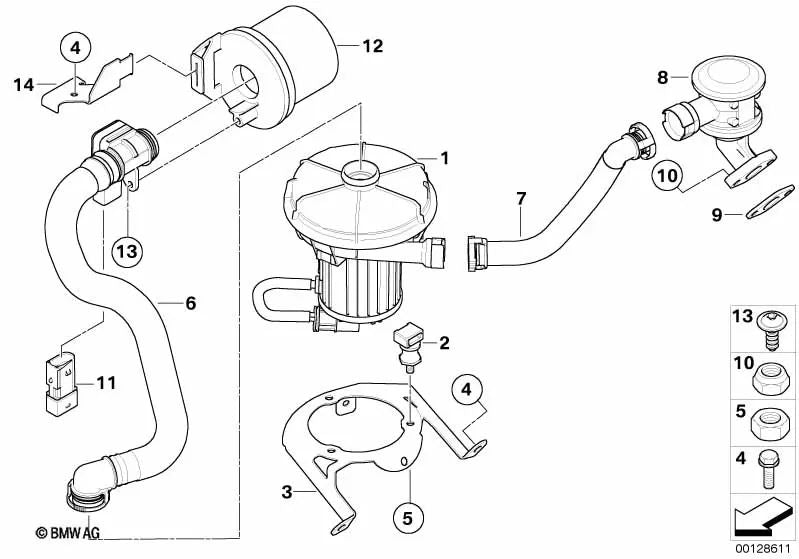 Tubería de aspiración para BMW X5 E53 (OEM 11727530780). Original BMW