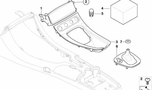 Tapa de la consola central para BMW E52 (OEM 51167025962). Original BMW