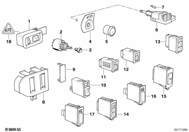 Fog de l'interrupteur de la couverture pour la série BMW 3 E36 (OEM 61318360433). BMW d'origine