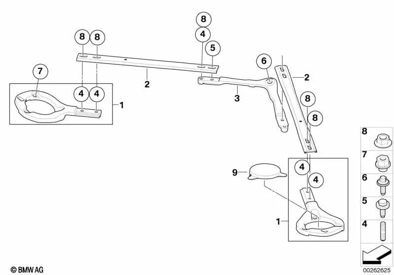 Strut Reinforcement Bar Bracket for BMW E90, E92, E93 (OEM 51618045860). Original BMW