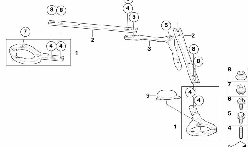 Verstärkungsstäbe für BMW 3er E90, E92, E93 (OEM 51618044553). Original BMW