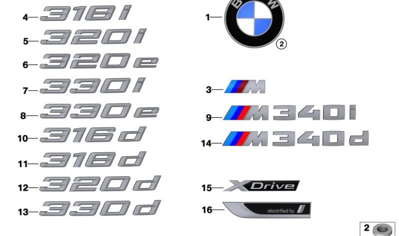 Emblem "XDrive" OEM 51149850161 for BMW G20, G21. Original BMW.