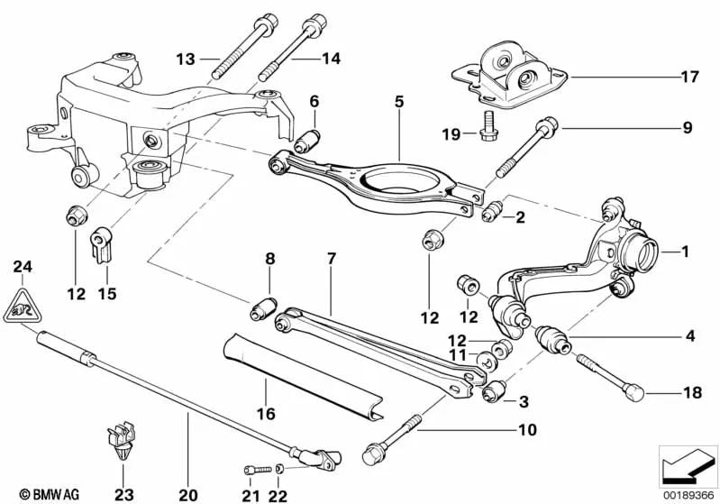 Soporte de goma para BMW E36, E46, E83 (OEM 33326770786). Original BMW