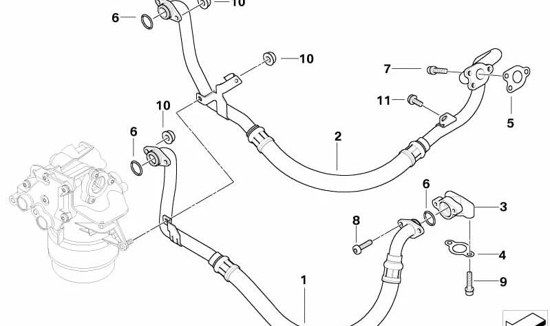 Manguera de retorno para BMW Serie 5 E60, E61N, Serie 6 E63, E64 (OEM 11427837254). Original BMW