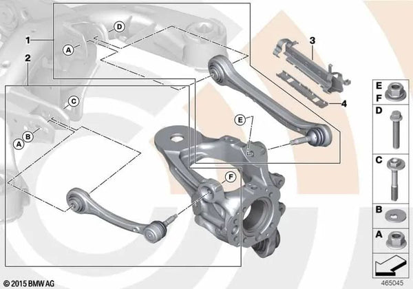 Kit de Reparación de Brazo Oscilante Izquierdo para BMW X5 E70, F15 y X6 E71, F16 (OEM 33322413627). Original BMW