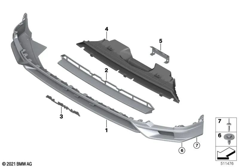 Spoiler frontale per BMW X7 G07 (OEM 51117998598). BMW originale.