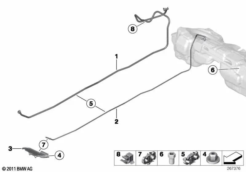 Vorlaufleitung for BMW F30, F31 (OEM 16127244936). Genuine BMW