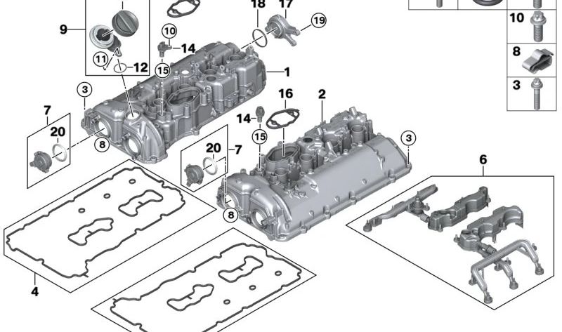 Boca de llenado de aceite para BMW Serie 5 F90, G90 Serie 7 G70 Serie 8 F91, F92, F93 X5 F95 X6 F96 (OEM 11127852476). Original BMW