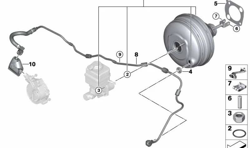 Servofreno original OEM 34336790454 para BMW F07, F10, F06, F12, F13, F01, F02. Original BMW.