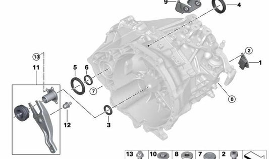 Sello de eje PTO derecho para BMW Serie 2 F45, F46, X1 F48, X2 F39, MINI F54, F60 (OEM 23118621962). Original BMW