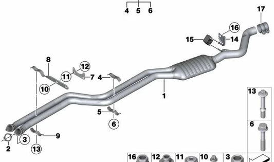 Tubo de escape con silencioso delantero OEM 18307593483 para BMW E84 (X1). Original BMW