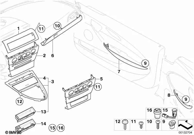 Zierleiste Vordertür links für BMW 6er E63, E64 (OEM 51417116049). Original BMW.