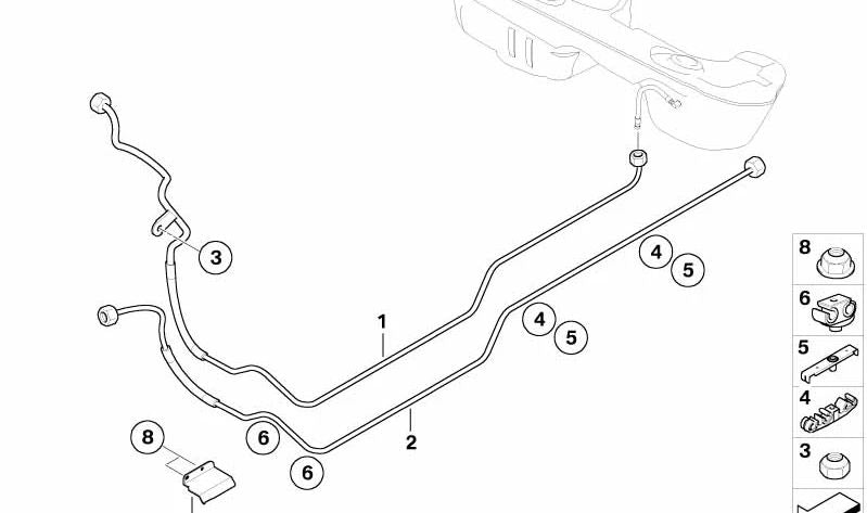 Tubería de Suministro de Combustible para BMW Serie 3 E46 (OEM 16127513780). Original BMW.