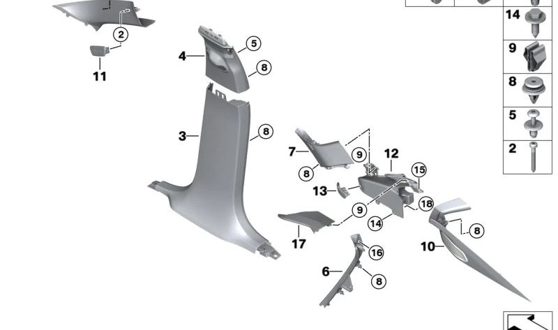 Moldura lateral derecha (D-Säule) OEM 51438095620 para BMW G06. Original BMW.