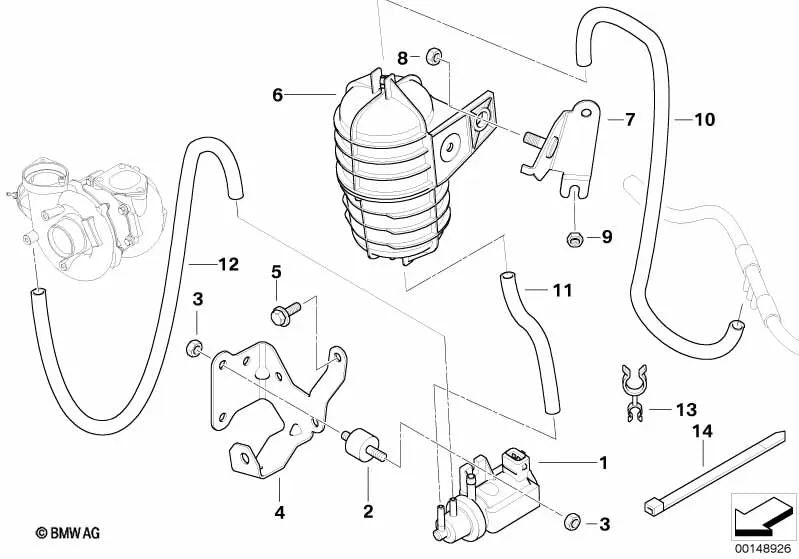 Soporte de manguera para BMW E46 (OEM 11657789404). Original BMW