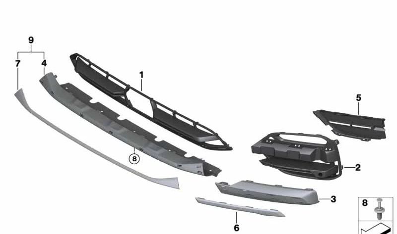 Rejilla lateral abierta izquierda para BMW G01 (OEM 51117422945). Original BMW