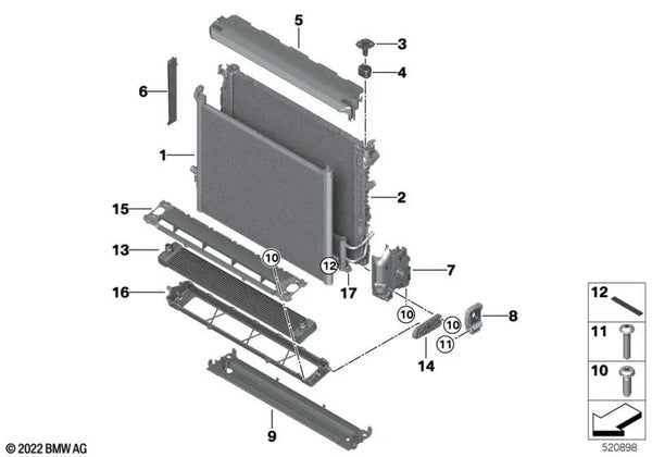 Cubierta derecha para BMW F90, G30, G31 (OEM 17118632121). Original BMW.