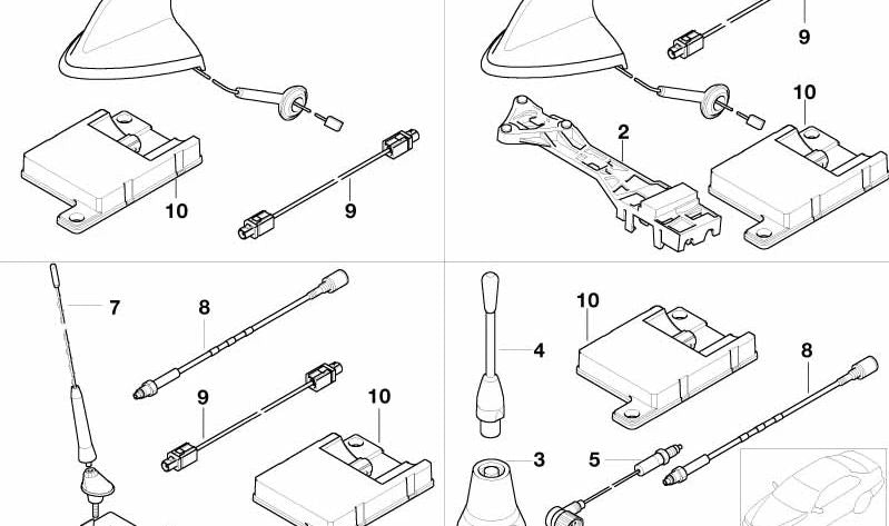 Antena Dualband OEM 84506907083 para BMW E46, E39. Original BMW.