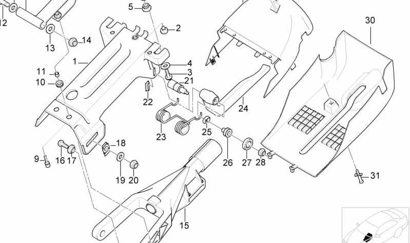 Abrazadera de sujeción para BMW E39, E38 (OEM 32311161657). Original BMW.