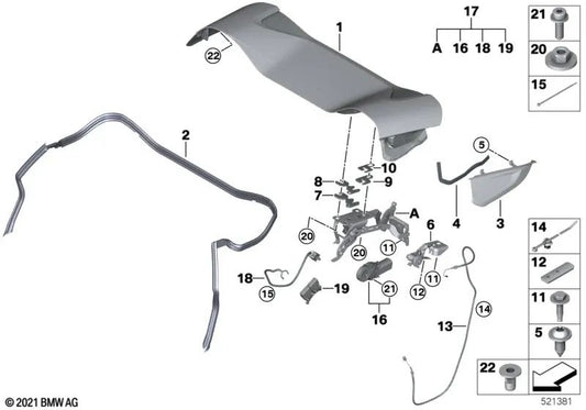 Roof Lid Hinge Set for BMW I15 (OEM 51178495170). Original BMW.