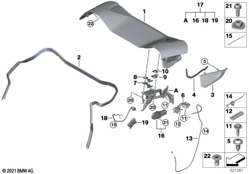 Zierblende derecha para BMW I15 (OEM 51177480450). Original BMW