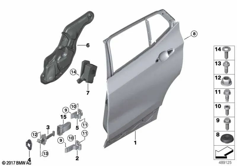 Crashpad Puerta trasera izquierda para BMW F39 (OEM 51717420519). Original BMW