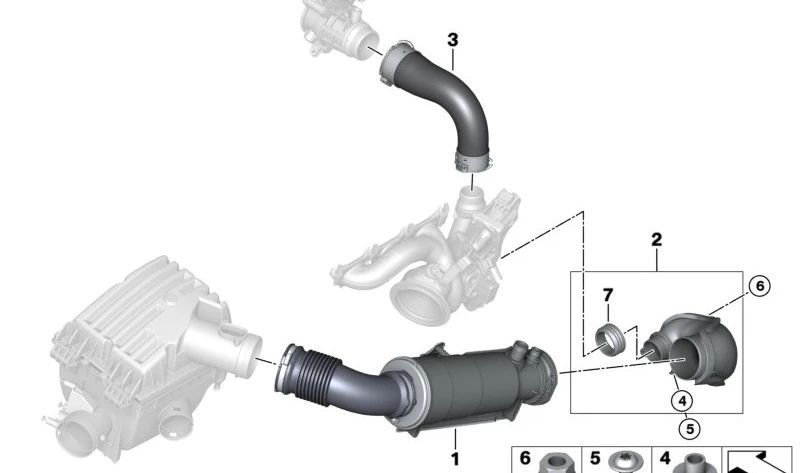 Tubo de admisión de aire OEM 13717634158 para BMW I12, I15. Original BMW.