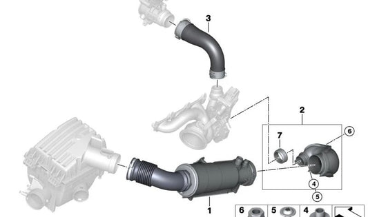 Tubo di ammissione ad aria OEM 13717634158 per BMW I12, I15. BMW originale.