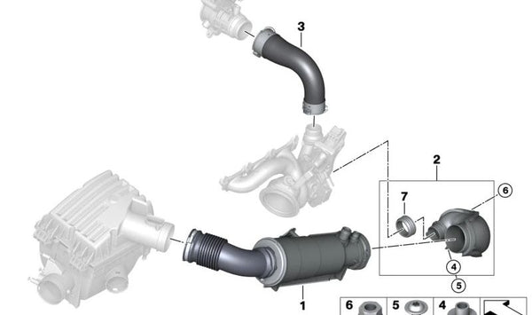 Tubo de admisión de aire OEM 13717634158 para BMW I12, I15. Original BMW.