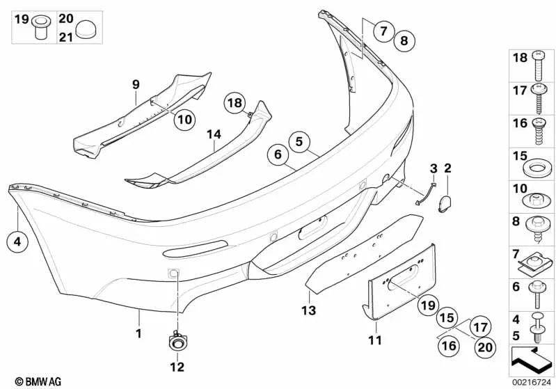 Conducción de aire trasera para BMW Serie 6 E63, E64 (OEM 51127900747). Original BMW