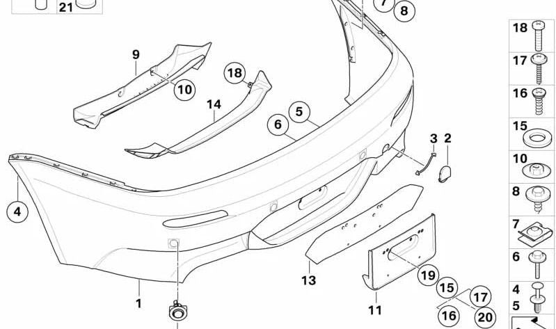 Tapa gancho de remolque OEM 51127899499 para BMW Serie 6 E63, E64. Original BMW.