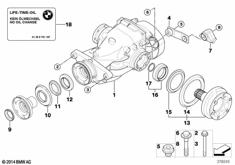 Mitnehmerflansch Abtrieb para BMW E81, E82, E87N, E88 Serie 5 E39, E60N Serie 7 E38, E65, E66 X5 E53 (OEM 33137509105). Original BMW