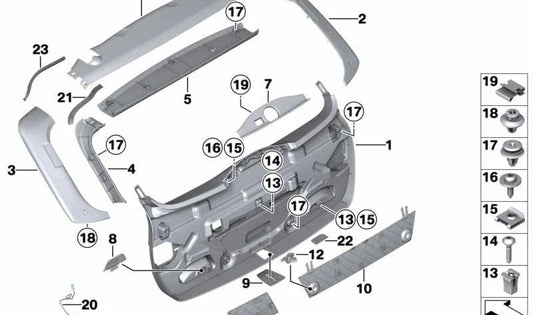 Revestimiento superior exterior para BMW Serie 3 F31, F31N (OEM 51497263143). Original BMW