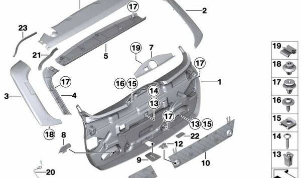 Revestimiento superior interior para BMW Serie 3 F31, F31N (OEM 51497292918). Original BMW