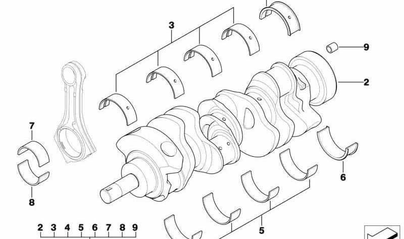 Cigüeñal sin cojinetes OEM 11217841460 para BMW E90, E92, E93. Original BMW.