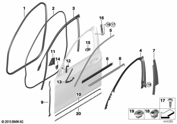 Moldura de la puerta inferior derecha para BMW G11, G11N, G12, G12N (OEM 51337364352). Original BMW.