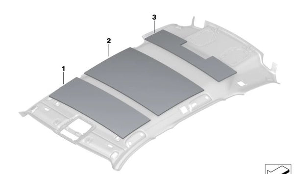 Aislante acústico del techo delantero para BMW Serie 3 G20, G21, G81 (OEM 51487433286). Original BMW