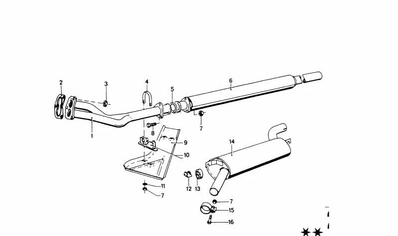 Silenciador delantero OEM 18121245265 para BMW Serie 5 E12, E28. Original BMW.