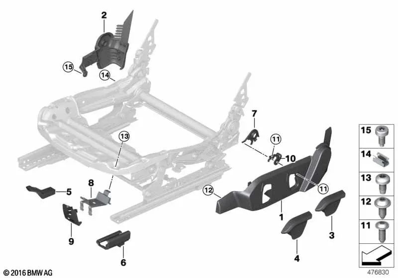 Left seat height adjustment lever for BMW I01, I01N, I12 (OEM 52107304217). Genuine BMW.