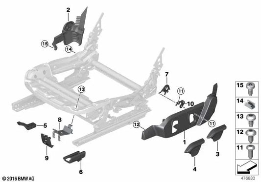 Left seat height adjustment lever for BMW I01, I01N, I12 (OEM 52107304217). Genuine BMW.