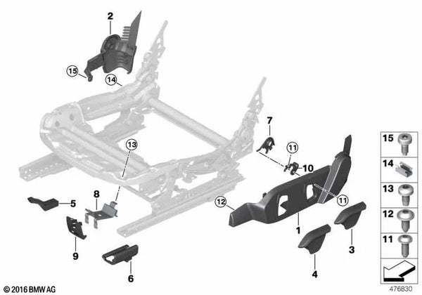 Palanca ajuste de altura del asiento izquierda para BMW I01, I01N, I12 (OEM 52107304217). Original BMW.