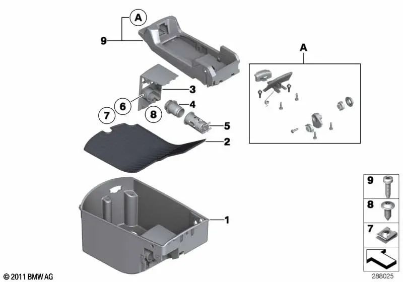 Compartimiento de Almacenaje para Reposabrazos para BMW F01, F01N, F02, F02N (OEM 51169202266). Original BMW